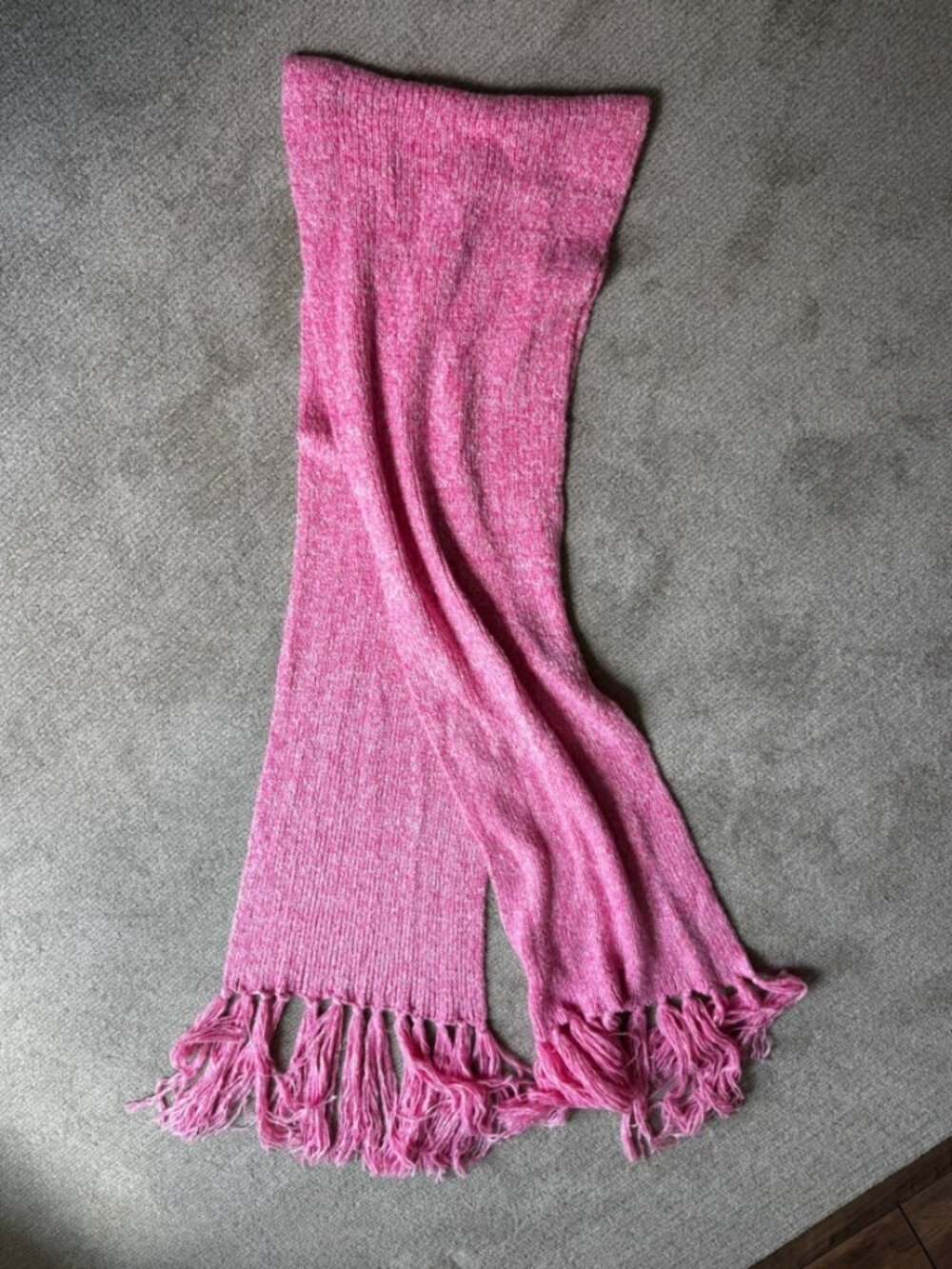 Pink Knit Chunky Tassel Scarf